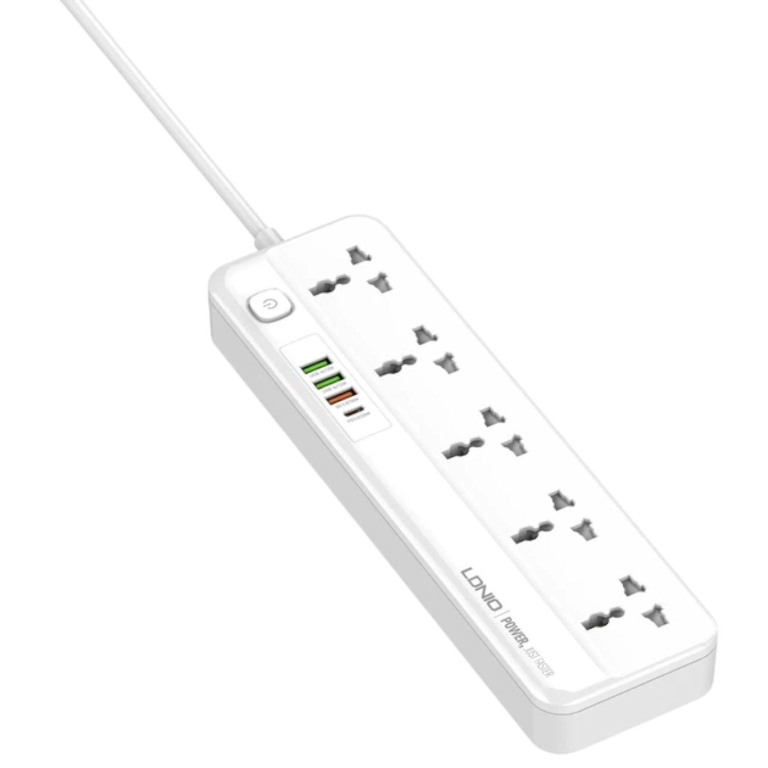 Мережевий фільтр LDNIO SC5415 2M (5 розеток) /1 PD 20W/1 QC 18W/2 auto ID White NEW 00-00014010
